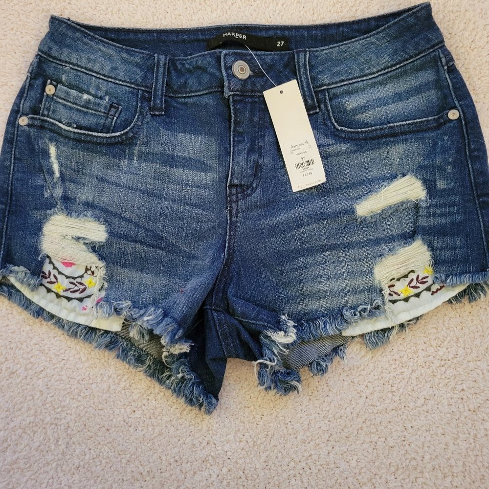Super Cute Harper Denim Shorts/Embroidered Pockets